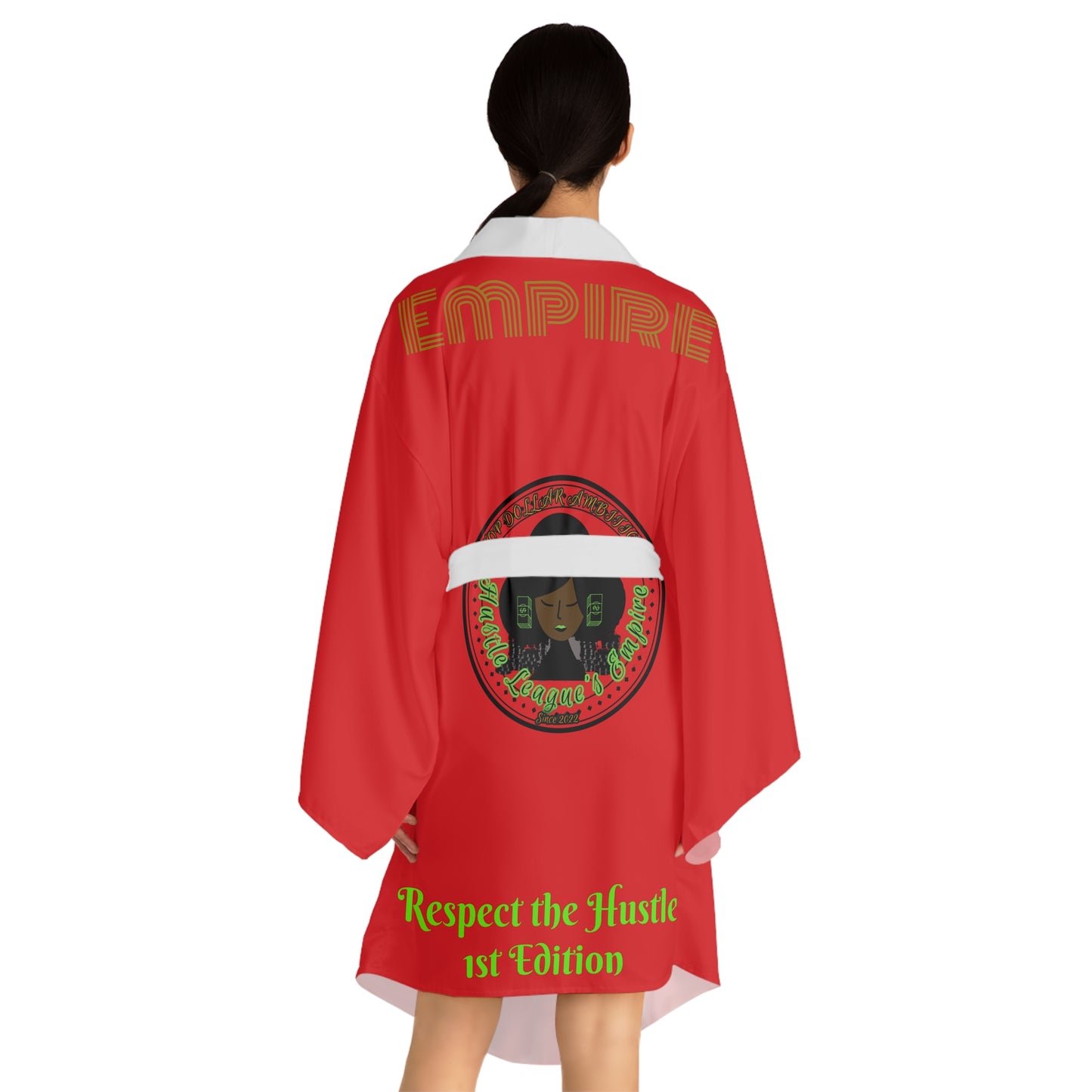 Red HLE Long Sleeve Kimono Robe - Hustlers Cherish Them - Respect the Hustle - Perfect for Relaxation and Self-Care