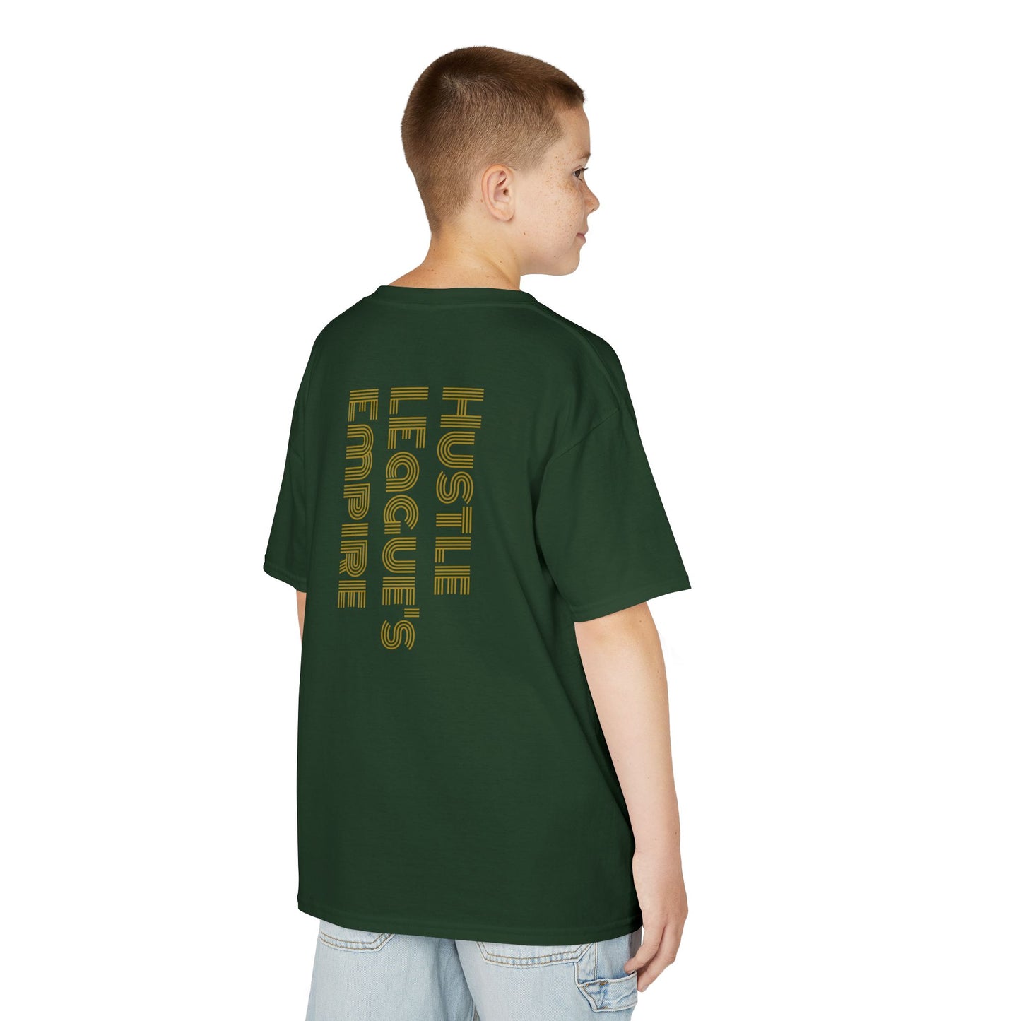 Kids Heavy Cotton™ Tee - Heart Design & Hustle Empire Quote Tee for Young Trendsetters