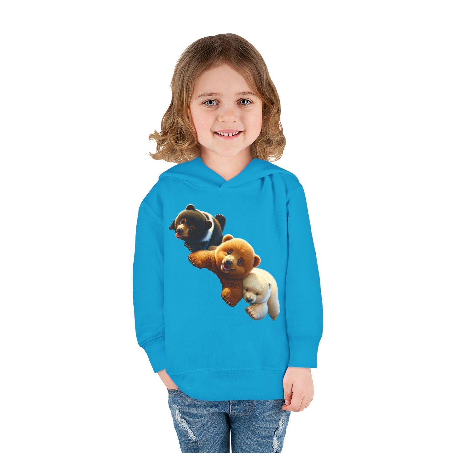 Cute Bear Toddler Hoodie - Cozy Fleece Pullover with 'Hustle' Design