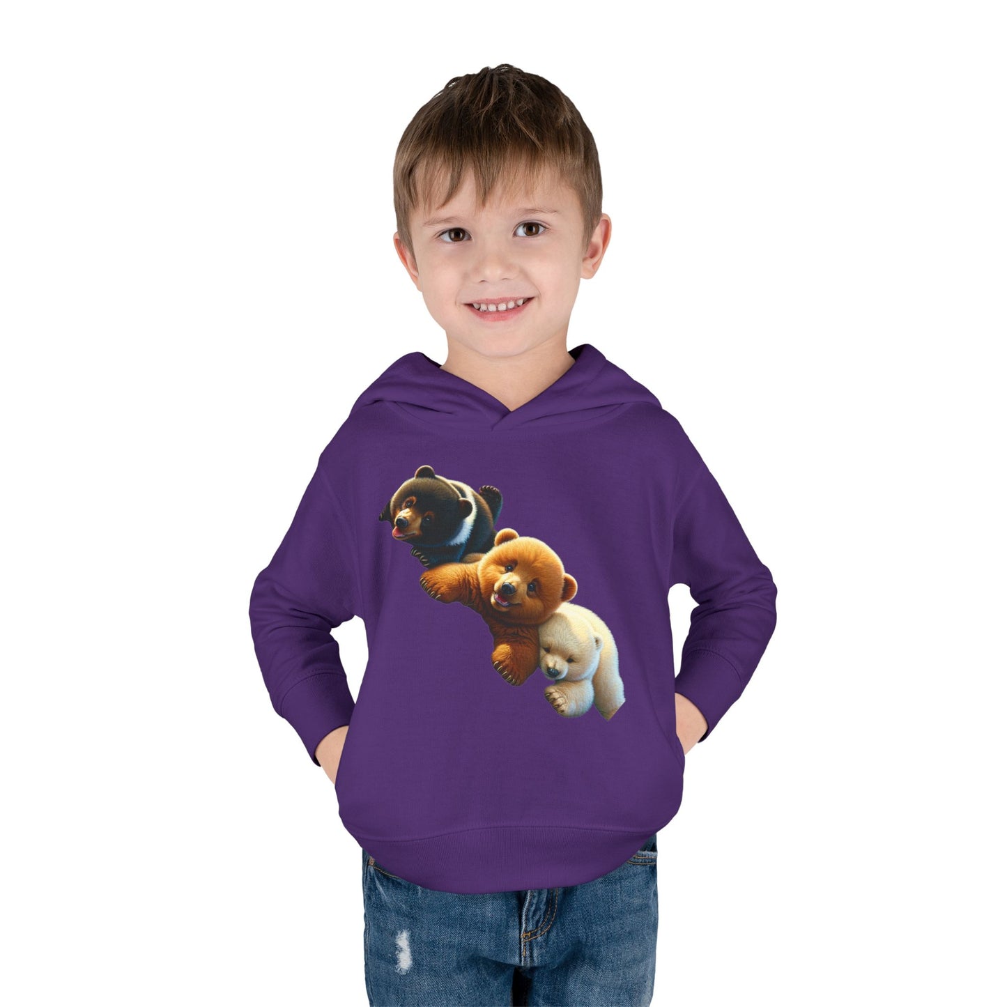 Cute Bear Toddler Hoodie - Cozy Fleece Pullover with 'Hustle' Design