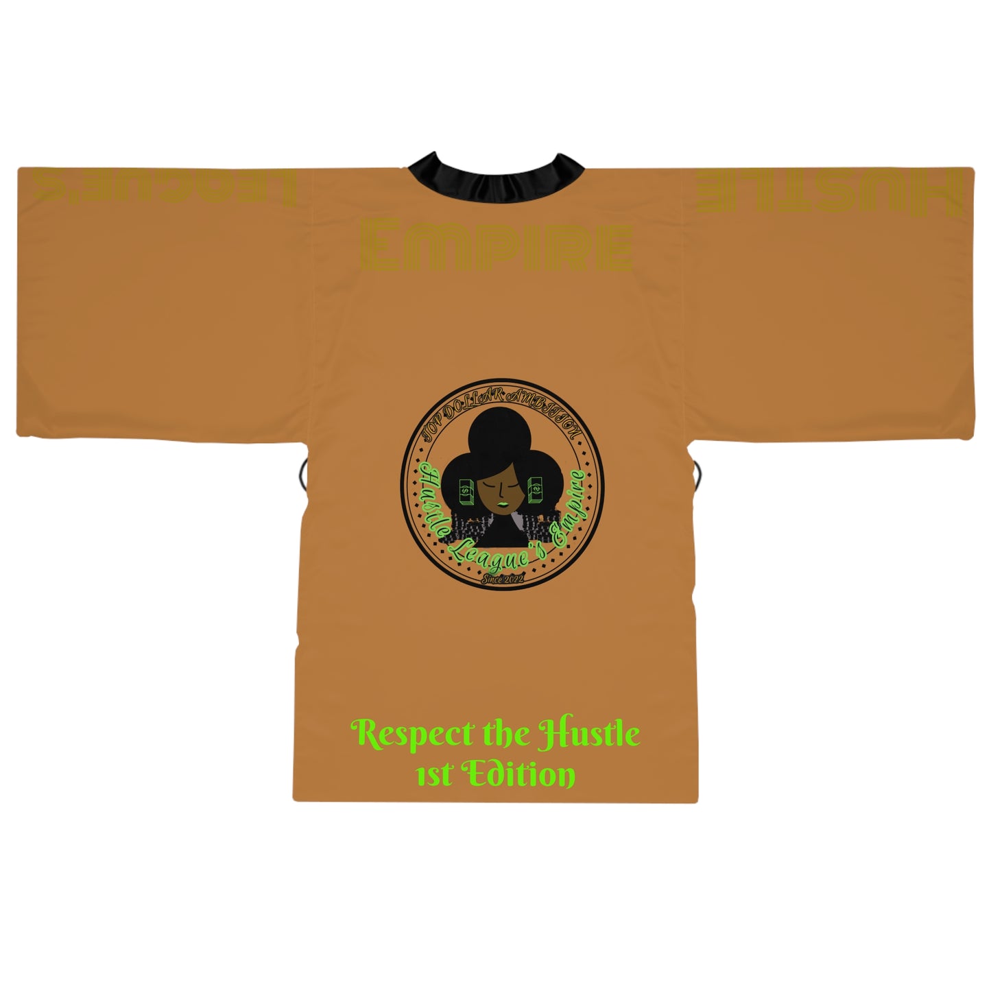 Brown HLE Long Sleeve Kimono Robe - Hustlers Cherish Them - Respect the Hustle - Perfect for Relaxation and Self-Care
