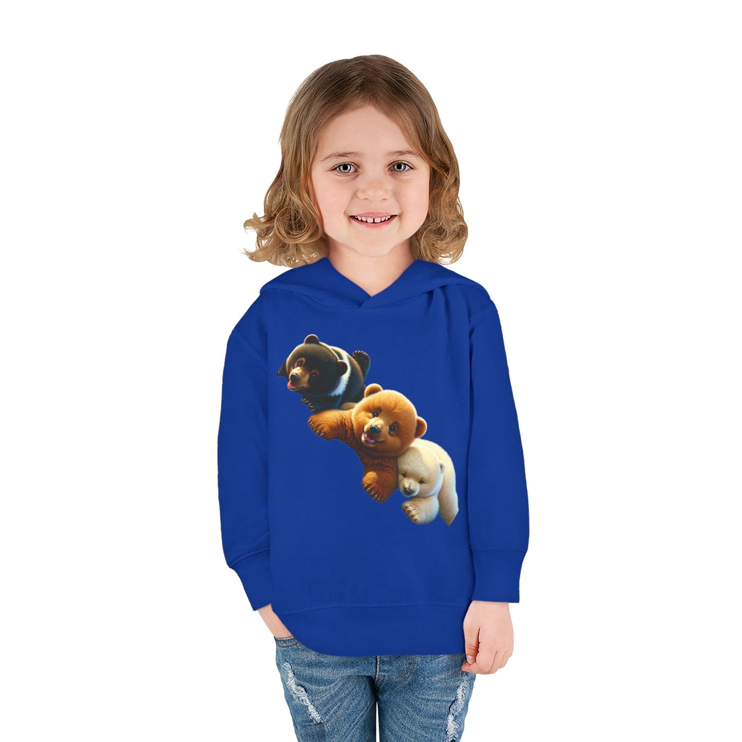 Cute Bear Toddler Hoodie - Cozy Fleece Pullover with 'Hustle' Design