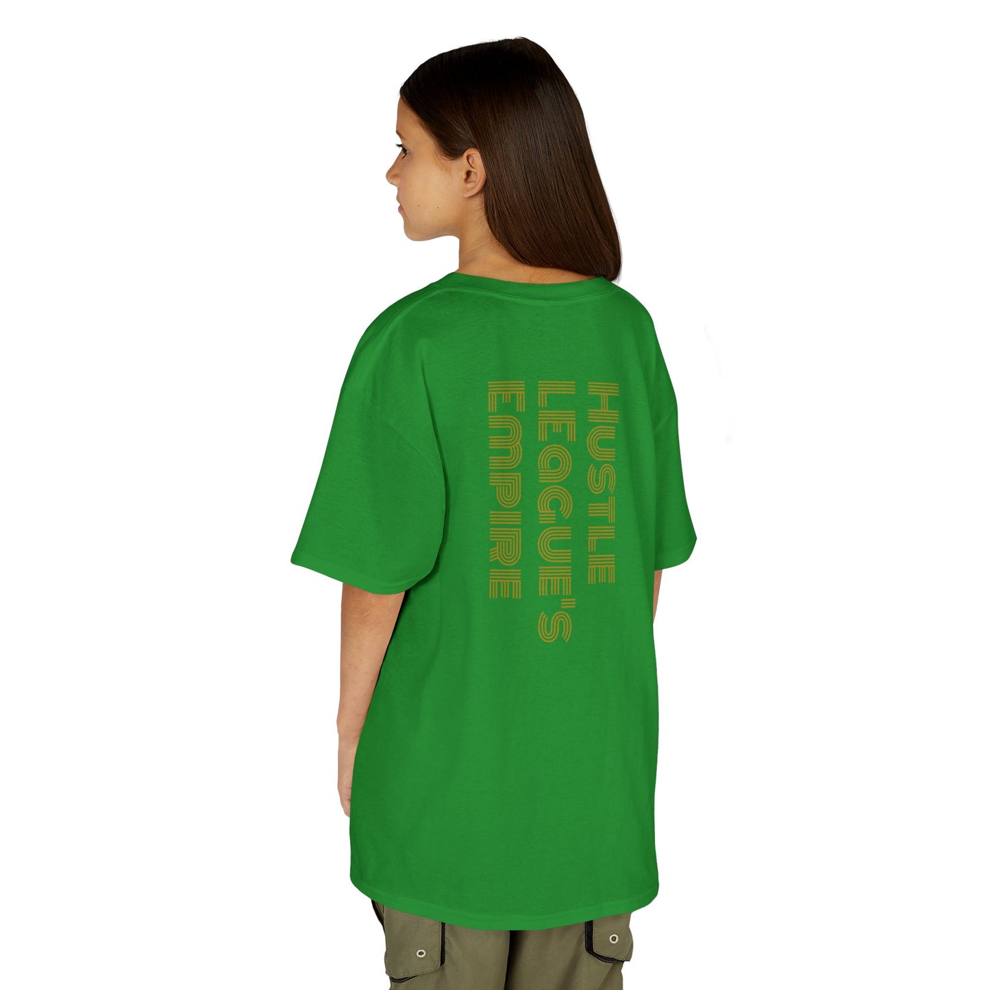 Kids Heavy Cotton™ Tee - Heart Design & Hustle Empire Quote Tee for Young Trendsetters
