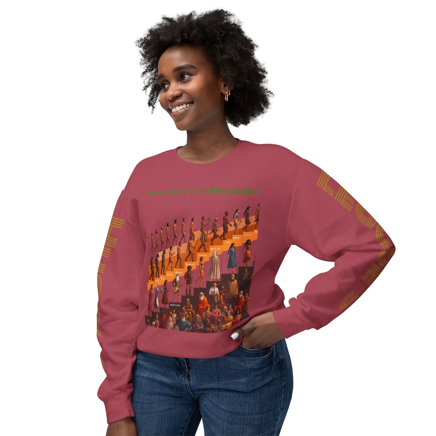 Sudadera unisex ligera con cuello redondo de HLE: de iniciar incendios a construir imperios