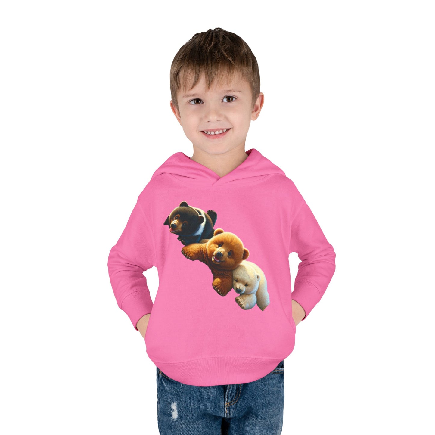 Cute Bear Toddler Hoodie - Cozy Fleece Pullover with 'Hustle' Design