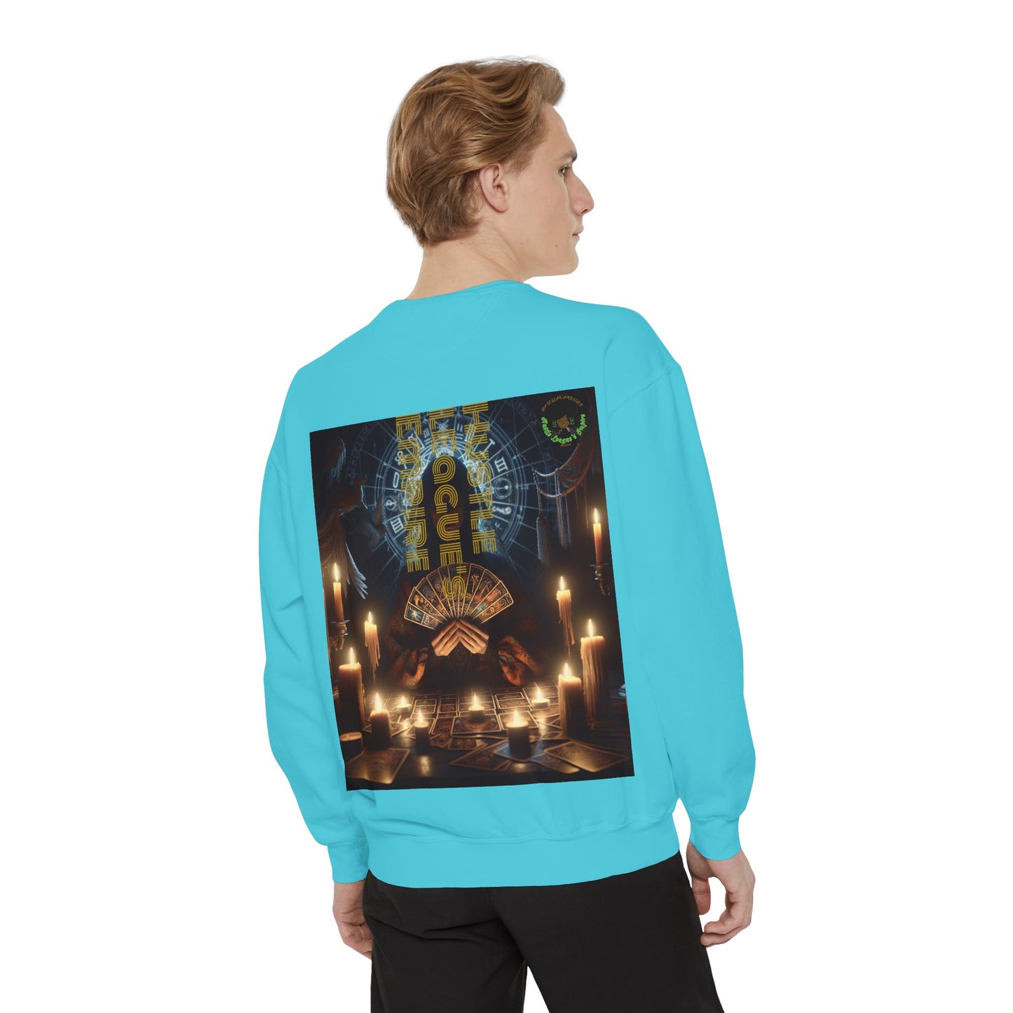 Mystic Candlelight Unisex Garment-Dyed Sweatshirt with Tarot Design