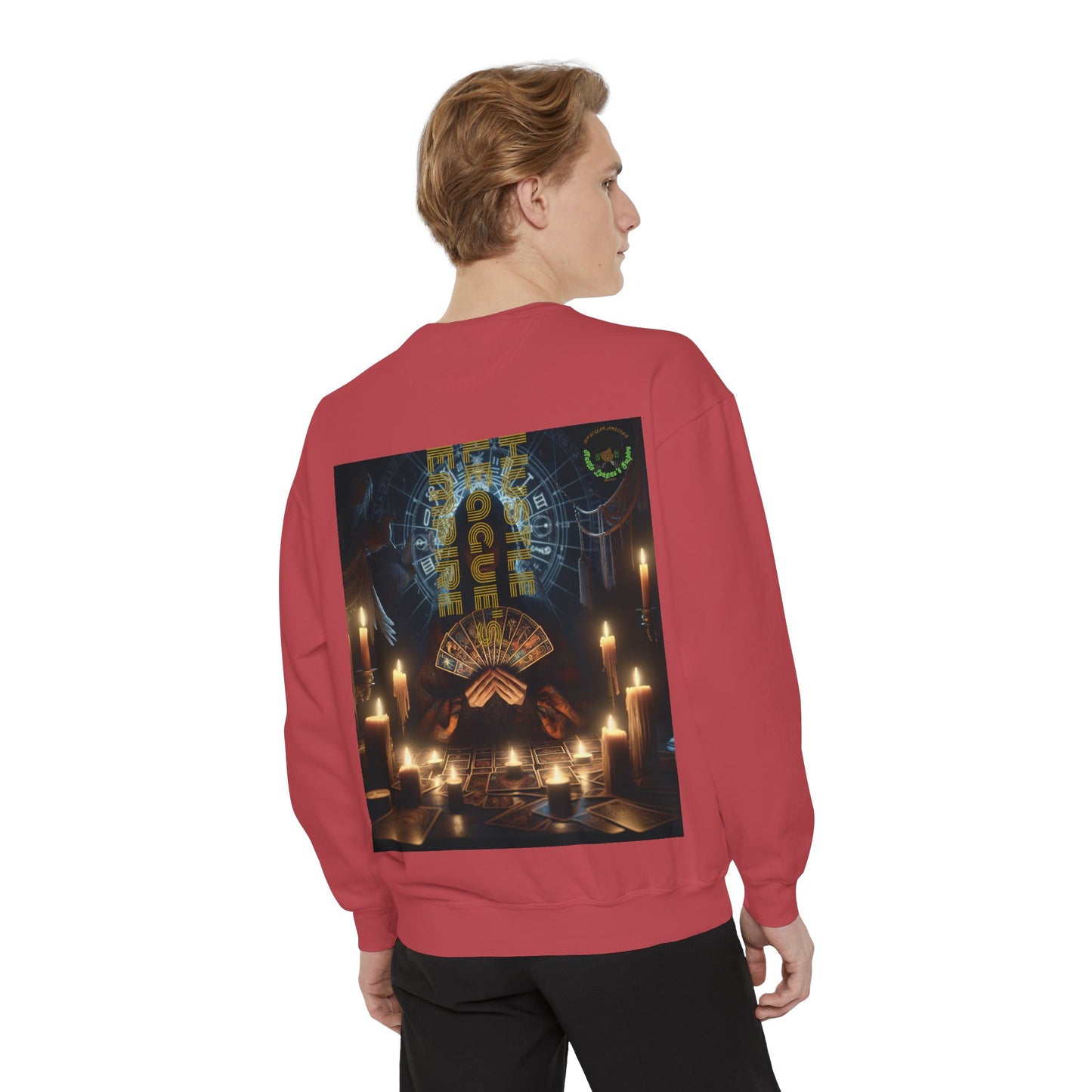 Mystic Candlelight Unisex Garment-Dyed Sweatshirt with Tarot Design