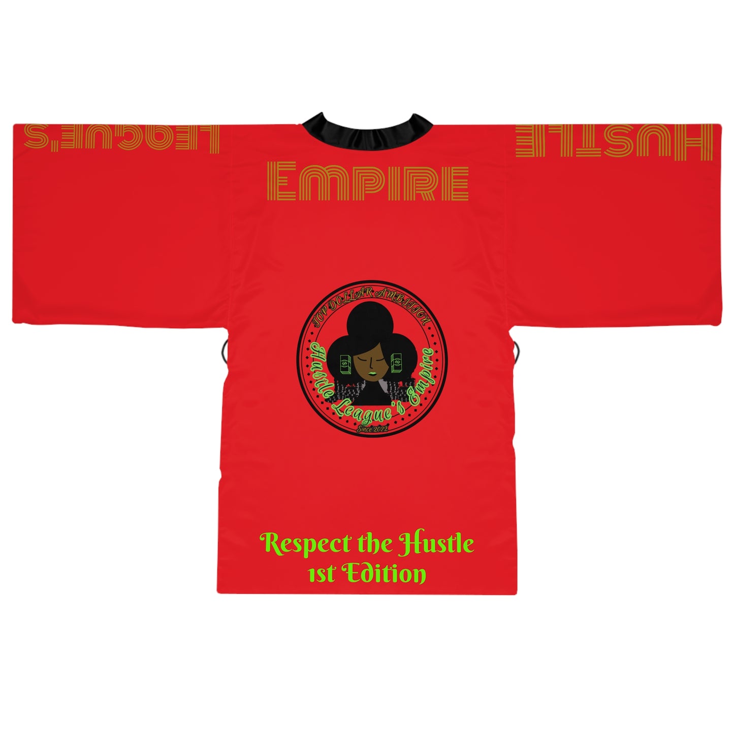 Red HLE Long Sleeve Kimono Robe - Hustlers Cherish Them - Respect the Hustle - Perfect for Relaxation and Self-Care
