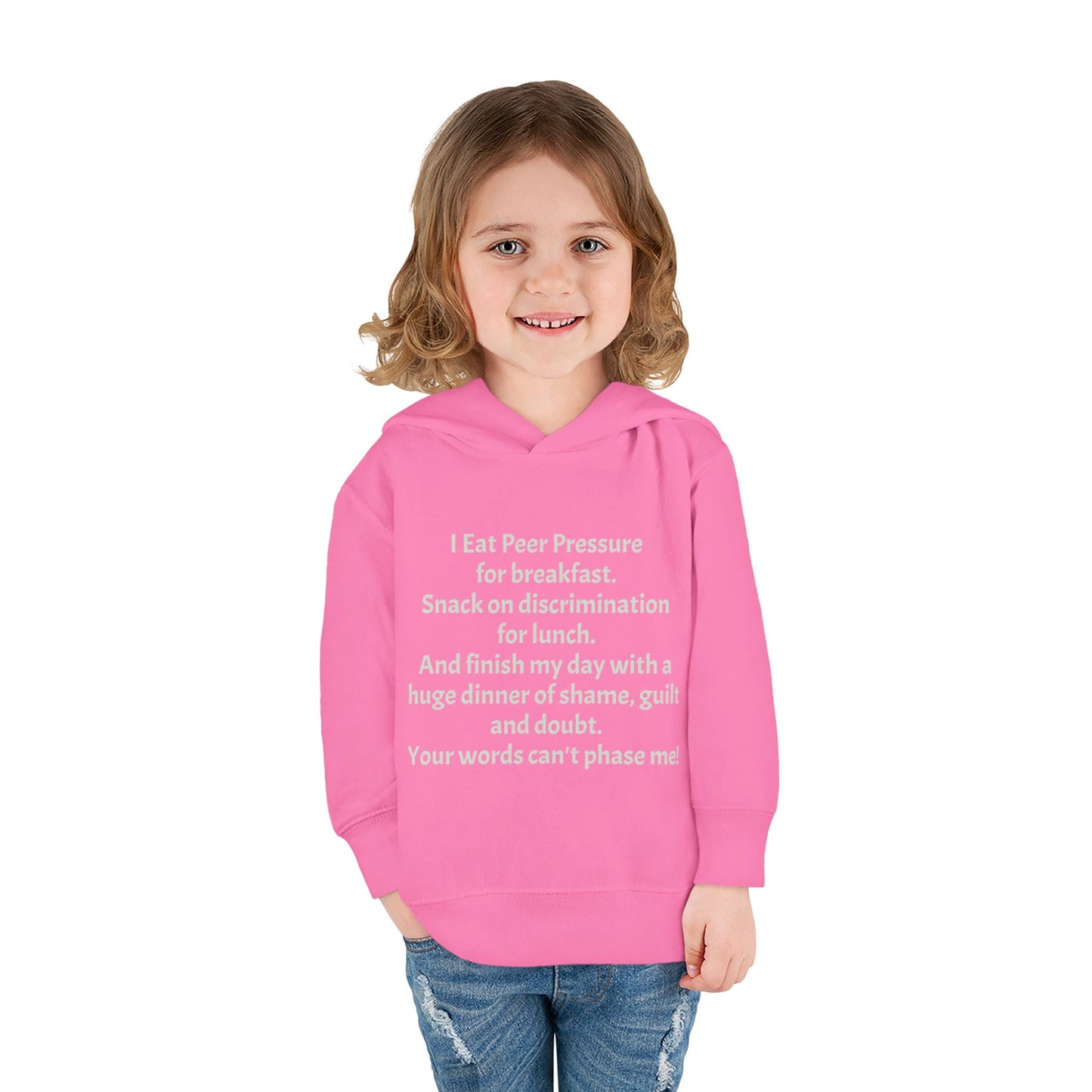 Empowering Toddler Fleece Hoodie - "I Eat Peer Pressure"