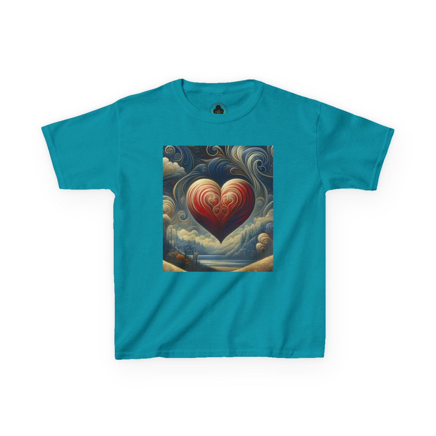 Kids Heavy Cotton™ Tee - Heart Design & Hustle Empire Quote Tee for Young Trendsetters