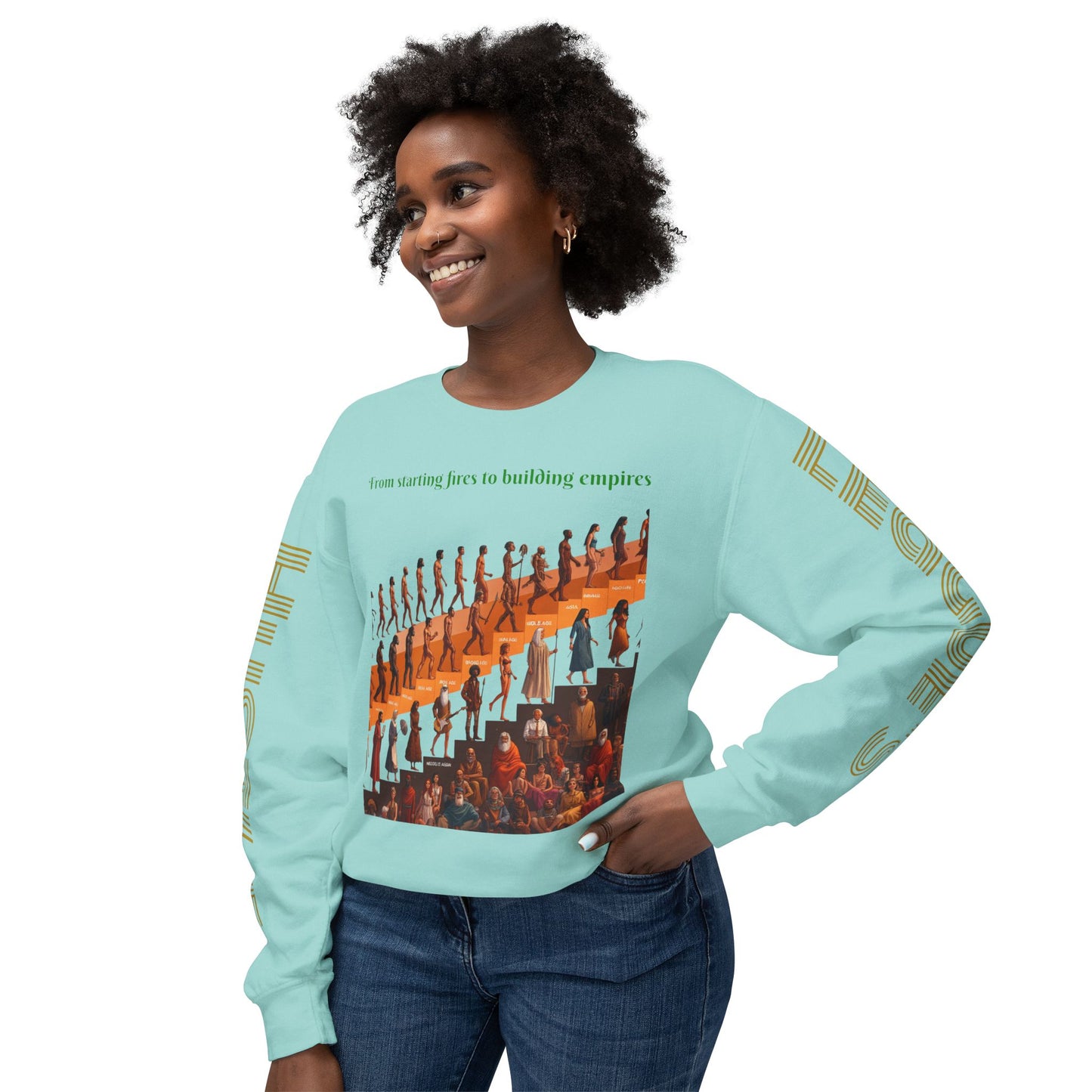 Sudadera unisex ligera con cuello redondo de HLE: de iniciar incendios a construir imperios