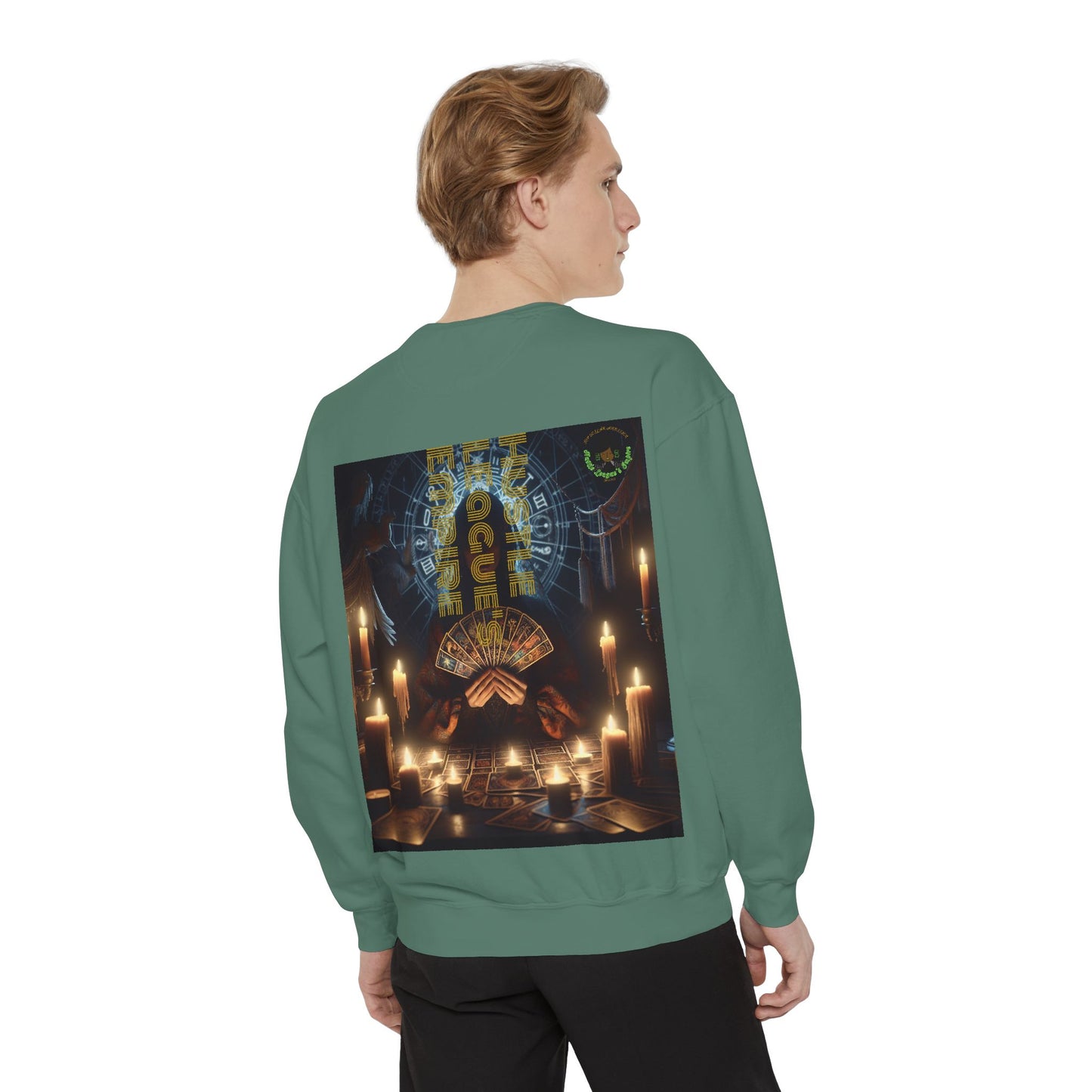 Mystic Candlelight Unisex Garment-Dyed Sweatshirt with Tarot Design