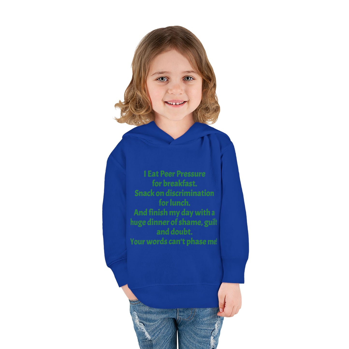 Empowering Toddler Fleece Hoodie - "I Eat Peer Pressure"