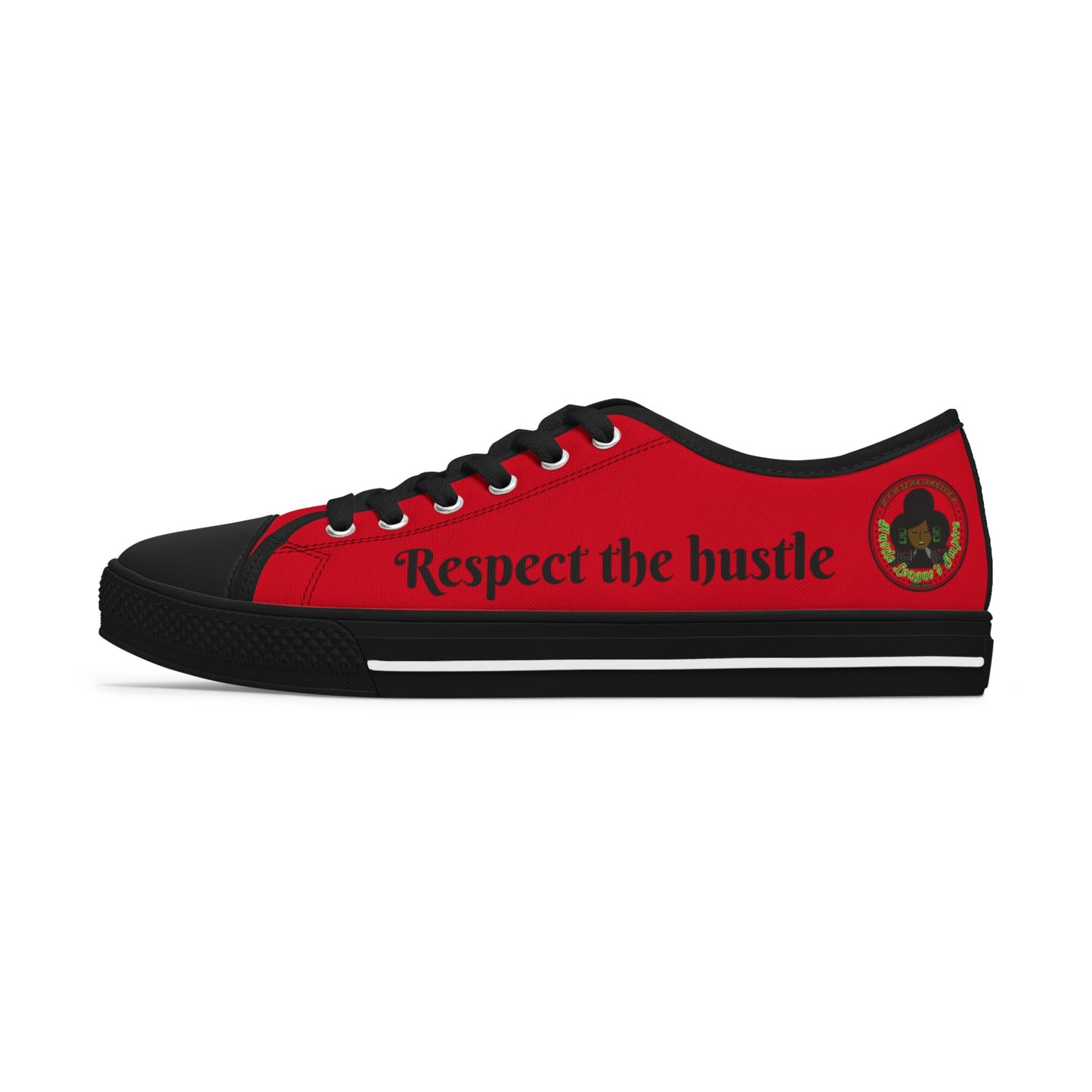 Red HLE Women Low Top Sneakers - &Respect the Hustle Design