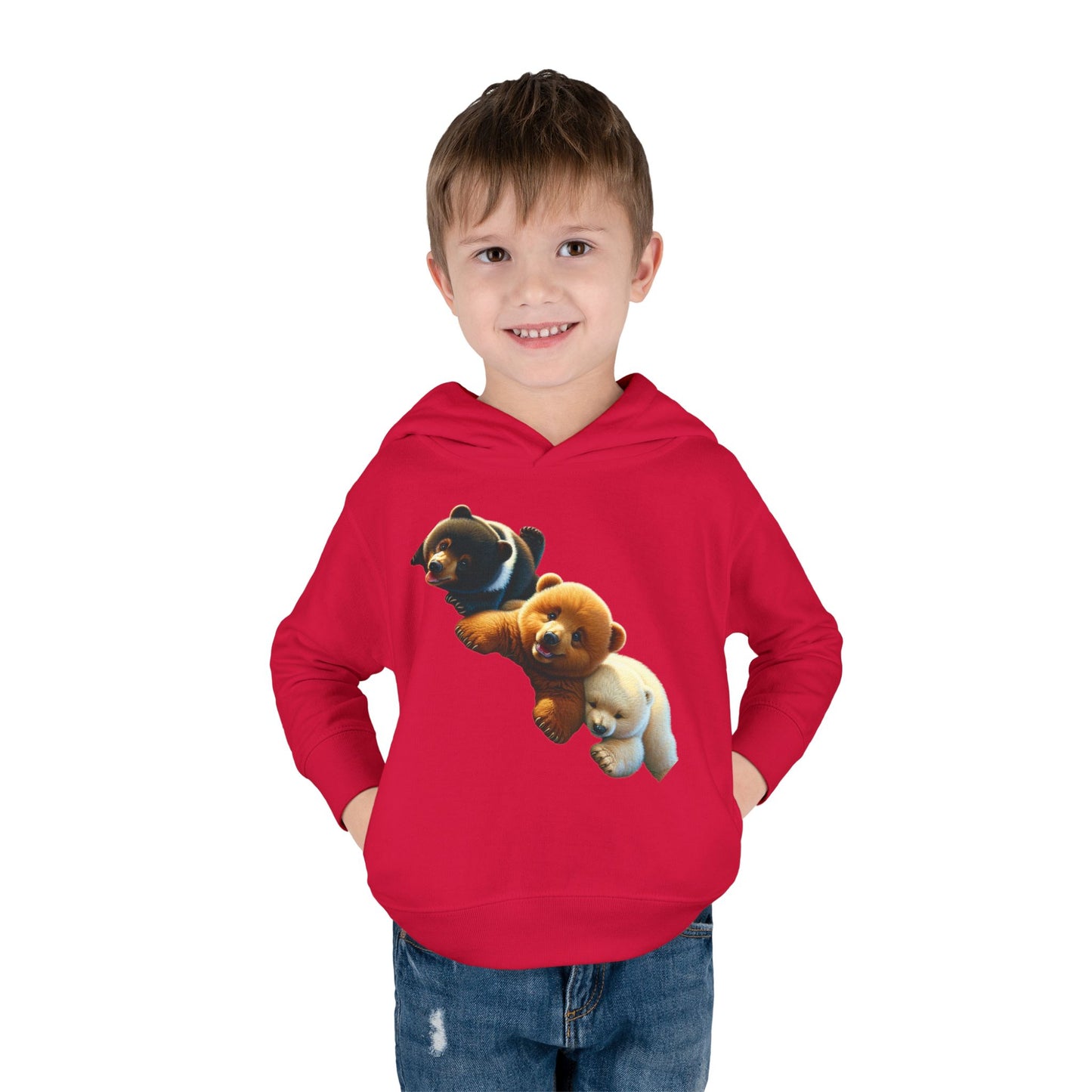 Cute Bear Toddler Hoodie - Cozy Fleece Pullover with 'Hustle' Design