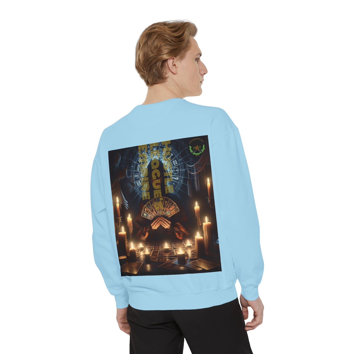 Mystic Candlelight Unisex Garment-Dyed Sweatshirt with Tarot Design