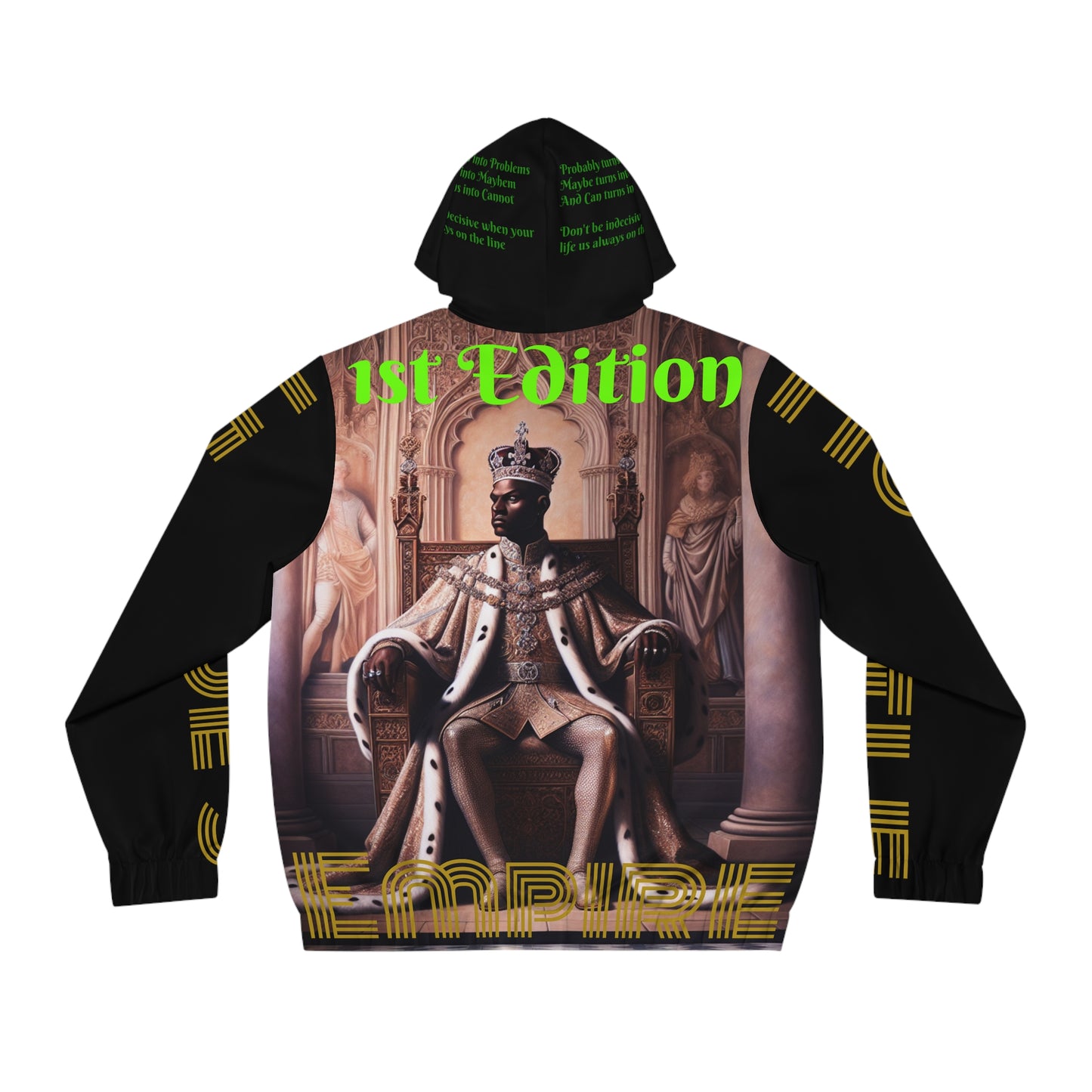 Men's HLE Full-Zip Hoodie - Regal Empire Design with Inspirational Quotes