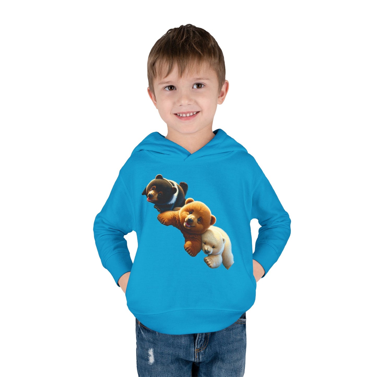 Cute Bear Toddler Hoodie - Cozy Fleece Pullover with 'Hustle' Design