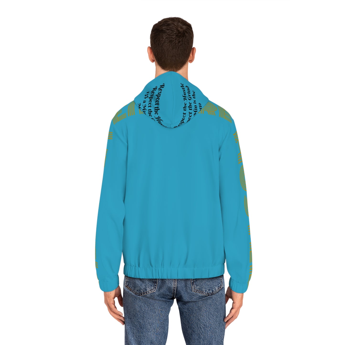 Turquoise Full-Zip Hoodie for Men