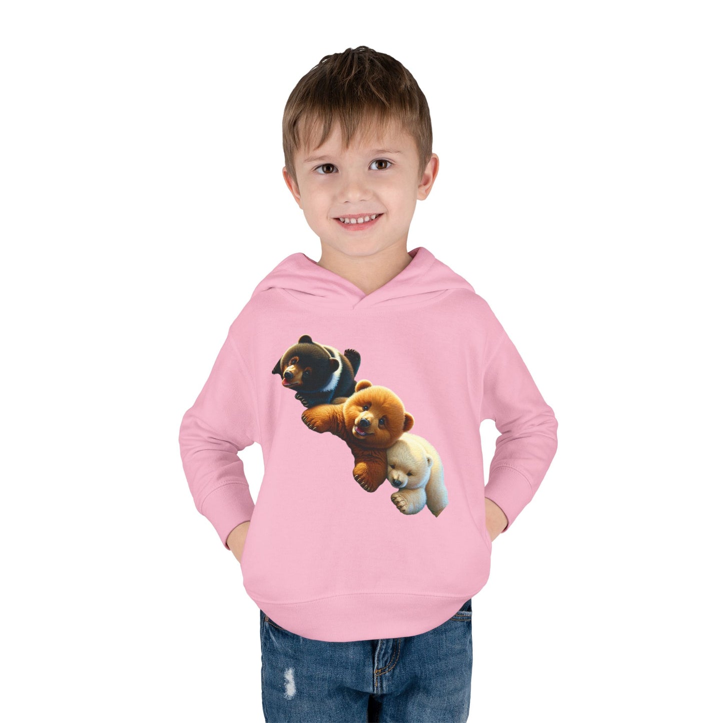 Cute Bear Toddler Hoodie - Cozy Fleece Pullover with 'Hustle' Design