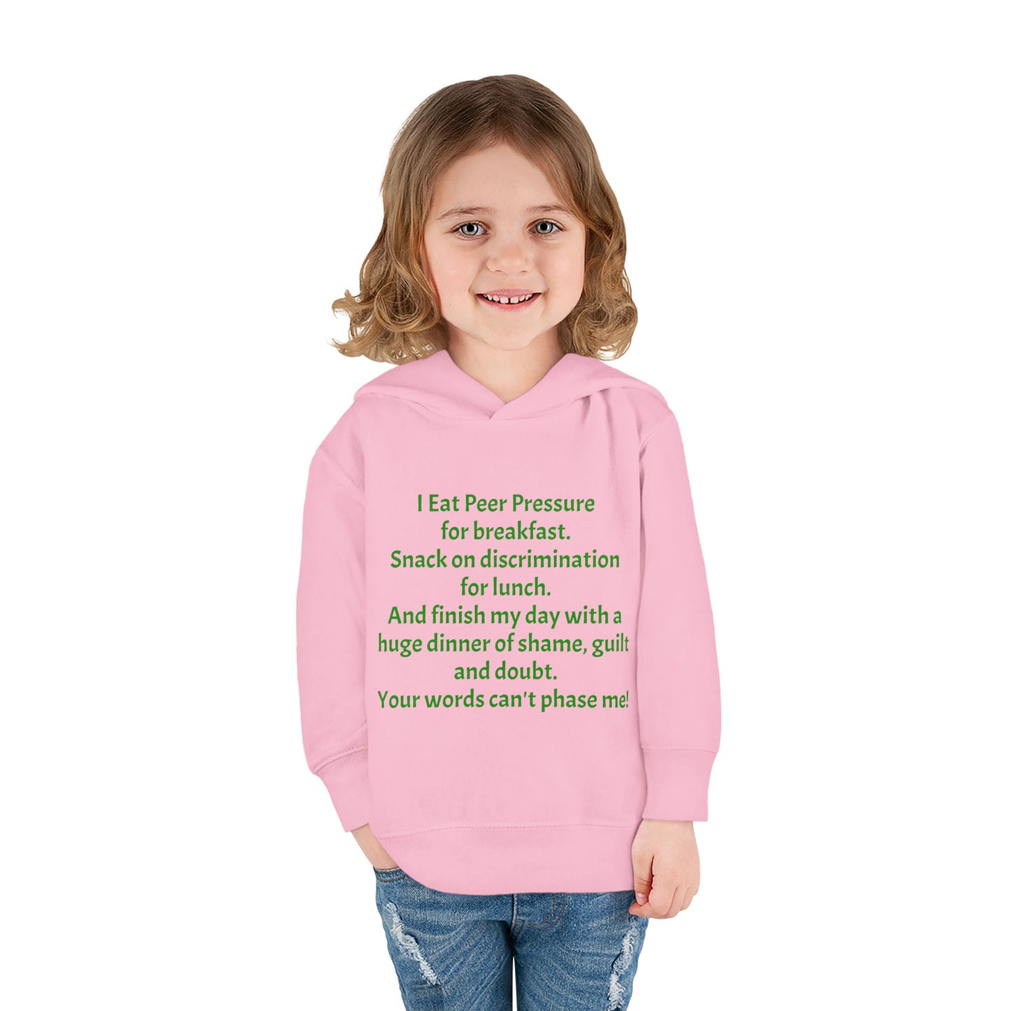 Empowering Toddler Fleece Hoodie - "I Eat Peer Pressure"