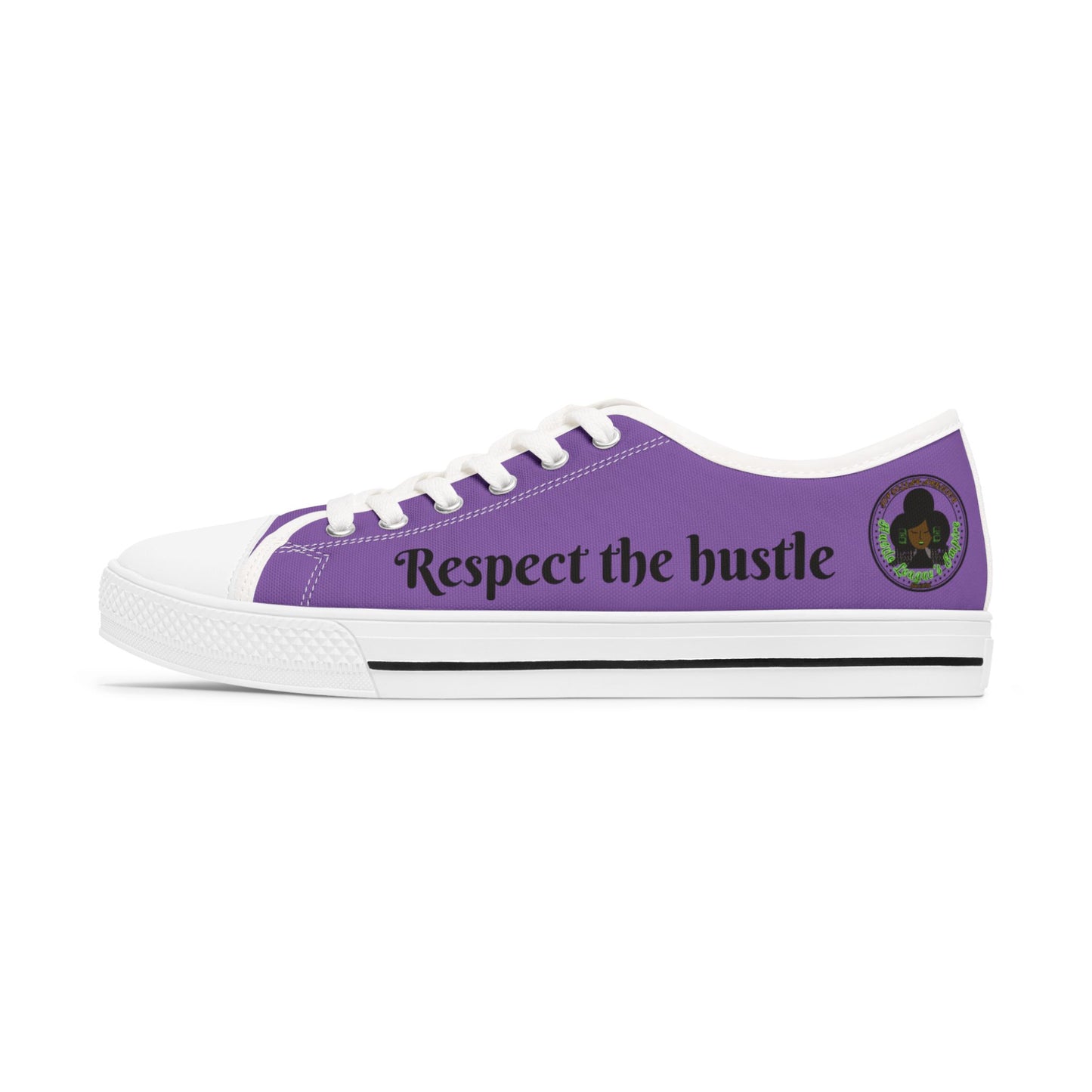 Purple HLE Women Low Top Sneakers - Respect the Hustle Design
