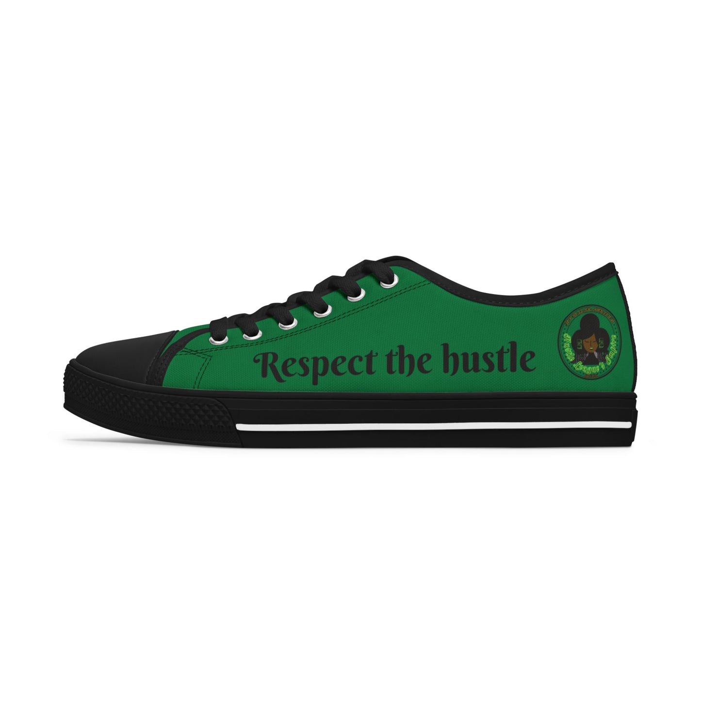 Green HLE Women Low Top Sneakers - &Respect the Hustle Design