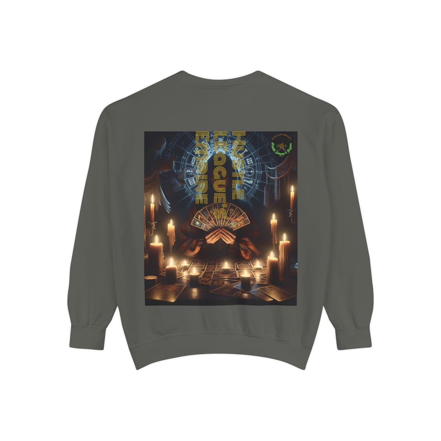 Mystic Candlelight Unisex Garment-Dyed Sweatshirt with Tarot Design