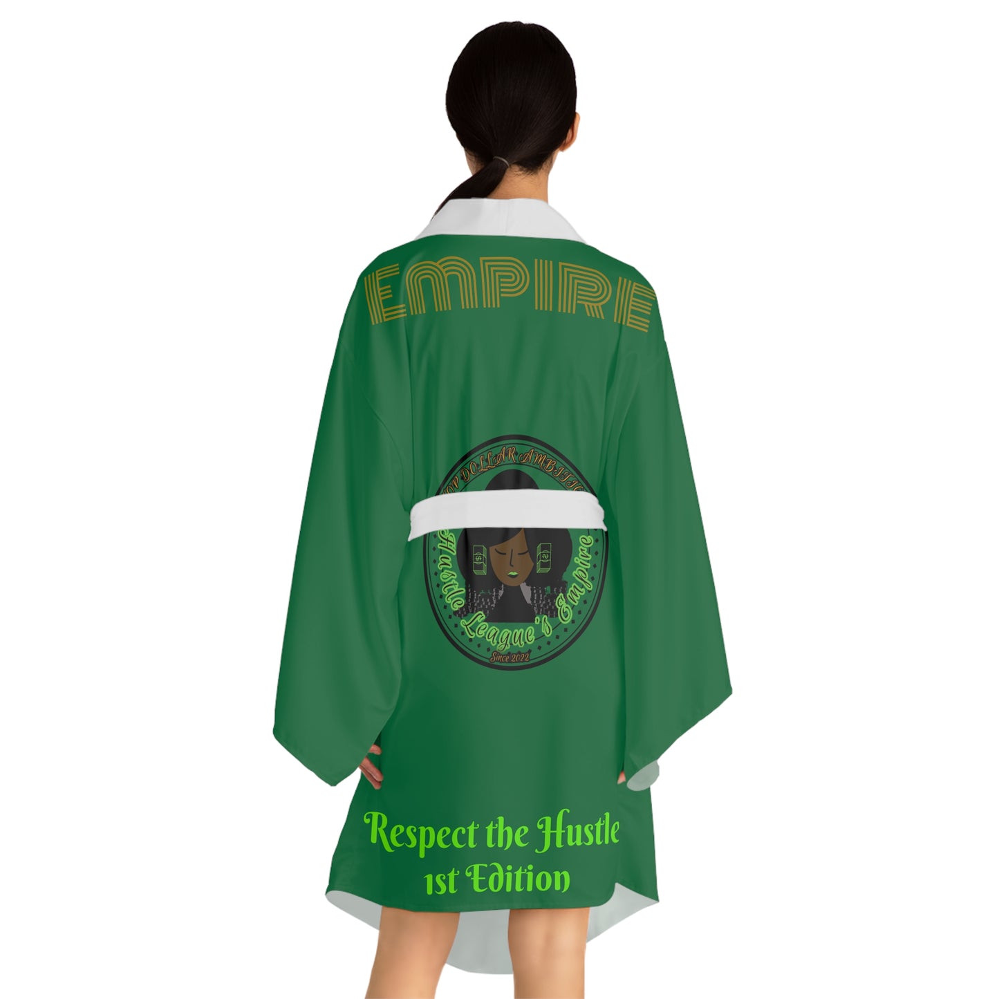 Kimono verde oscuro de manga larga HLE - Los emprendedores los aprecian - Respetan el ajetreo - Perfecto para la relajación y el cuidado personal