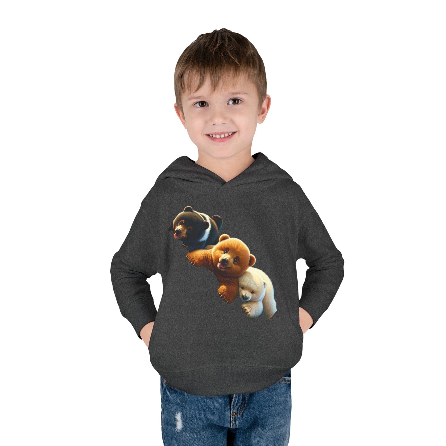 Cute Bear Toddler Hoodie - Cozy Fleece Pullover with 'Hustle' Design