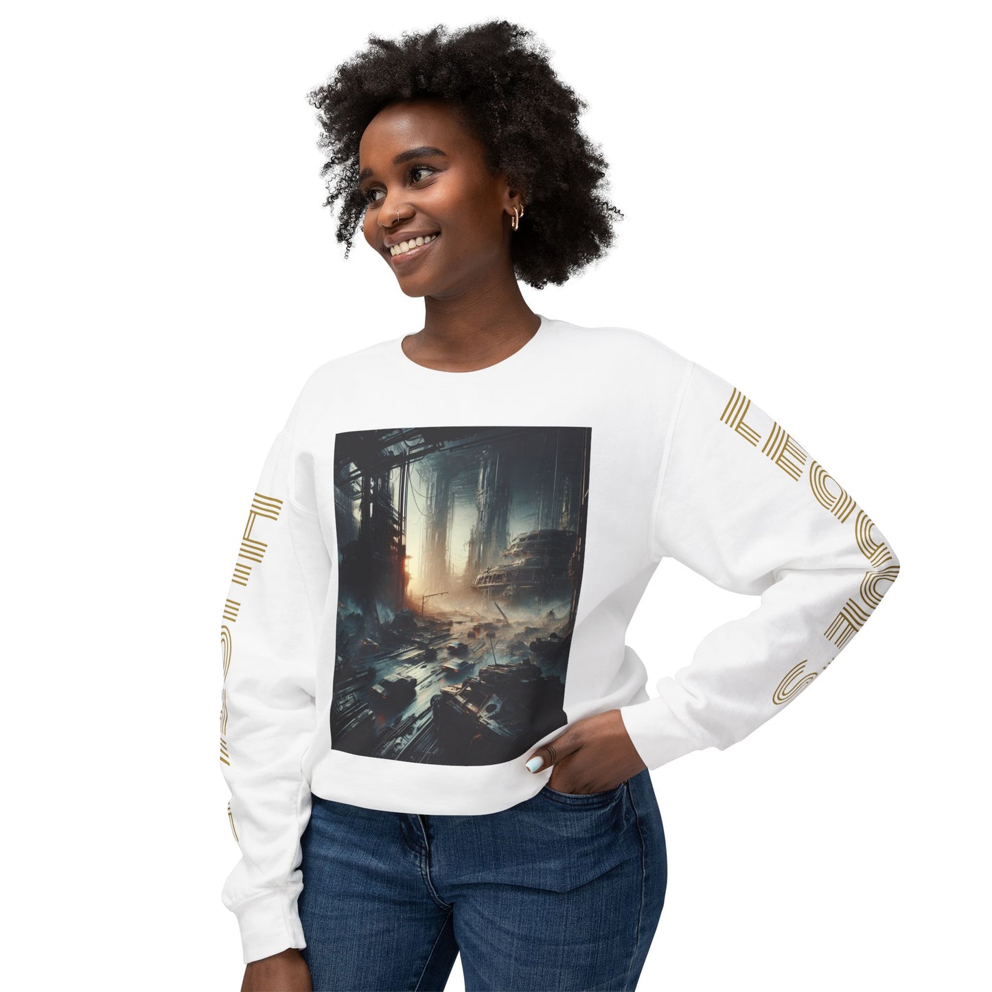 Unisex Lightweight Crewneck Sweatshirt - 'Empire Hustle' Urban Art Design