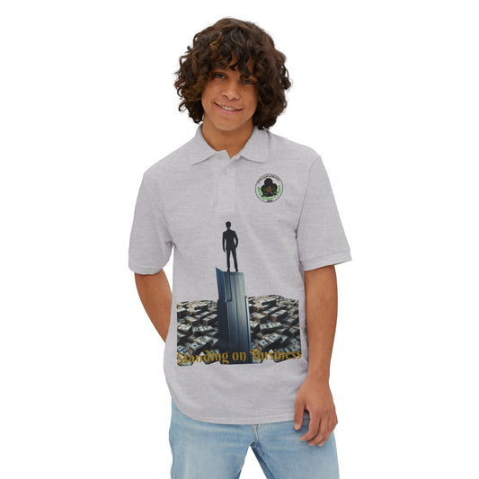 Hustle & Grind Men's Piqué Polo - Motivational Style for Entrepreneurs