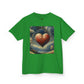 Kids Heavy Cotton™ Tee - Heart Design & Hustle Empire Quote Tee for Young Trendsetters