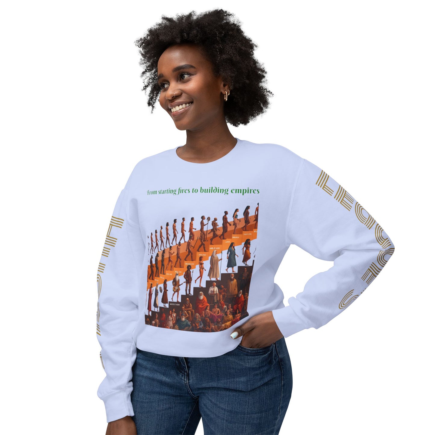 Sudadera unisex ligera con cuello redondo de HLE: de iniciar incendios a construir imperios