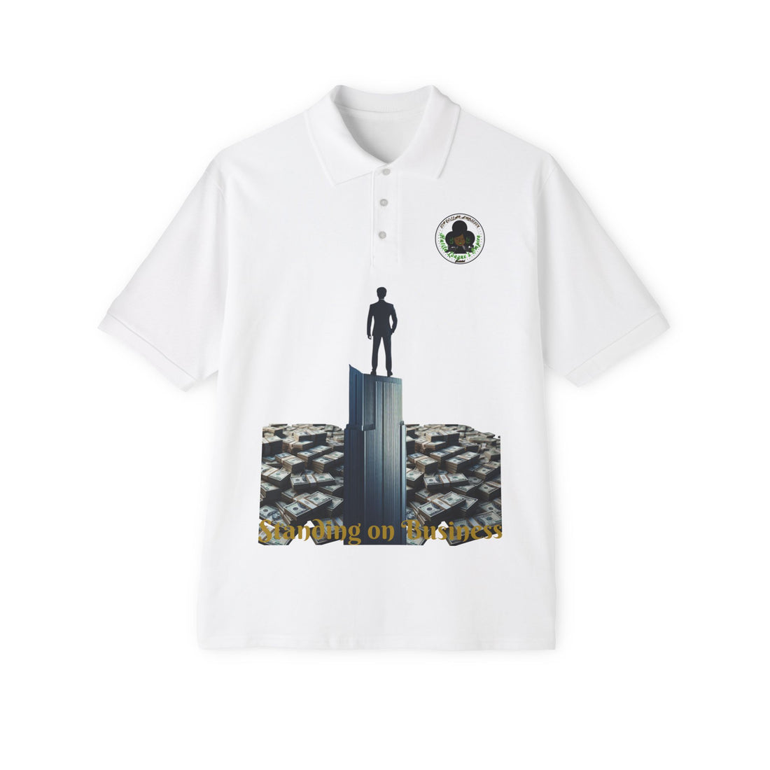 Hustle & Grind Men's Piqué Polo - Motivational Style for Entrepreneurs