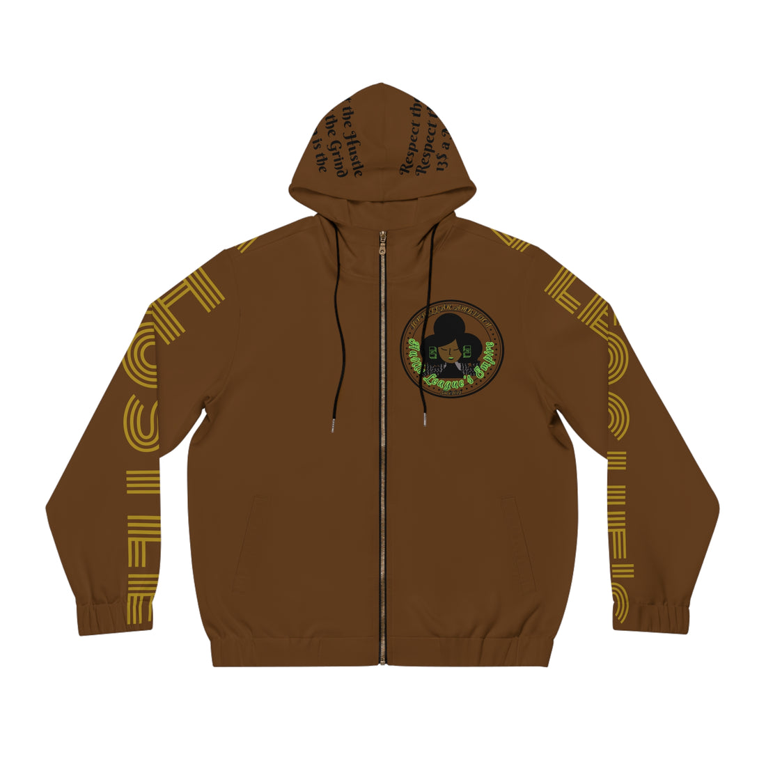 Sudadera con capucha y cremallera completa de color marrón para hombre