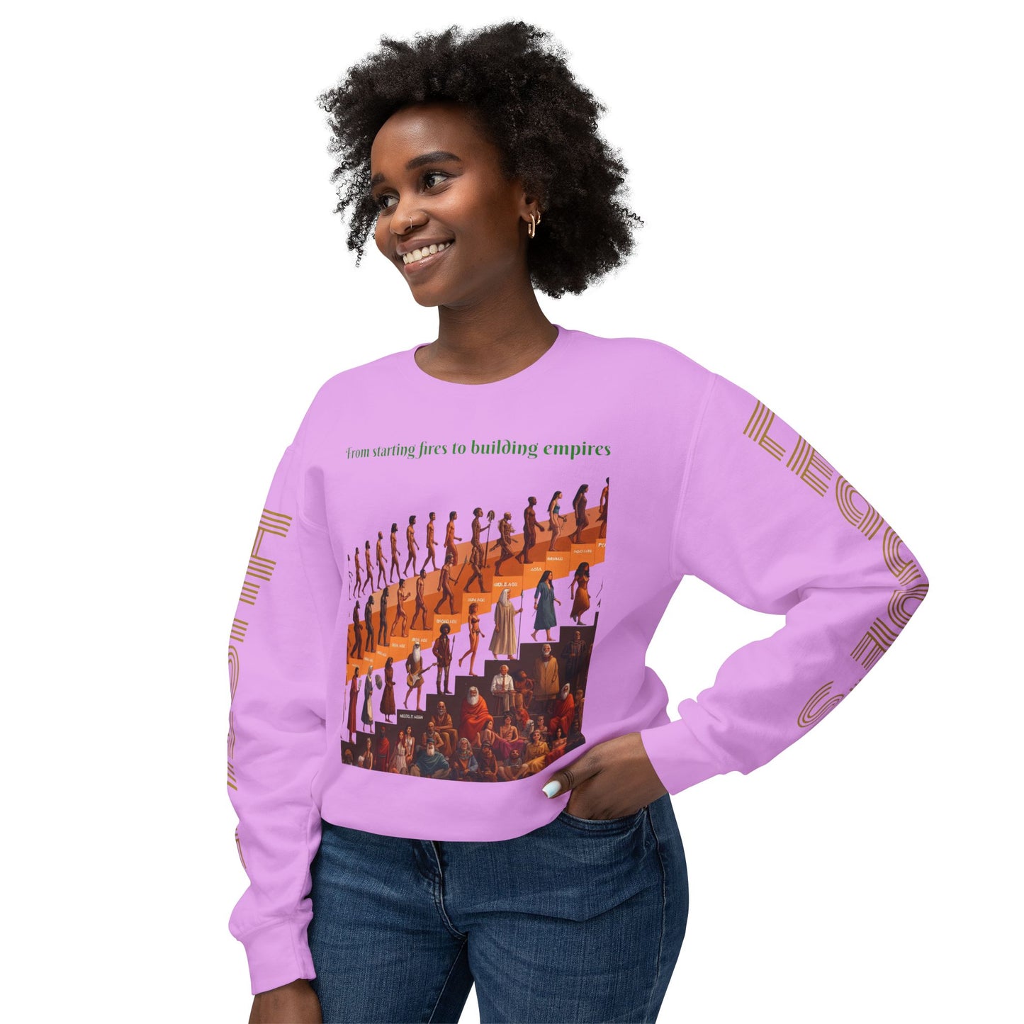 Sudadera unisex ligera con cuello redondo de HLE: de iniciar incendios a construir imperios