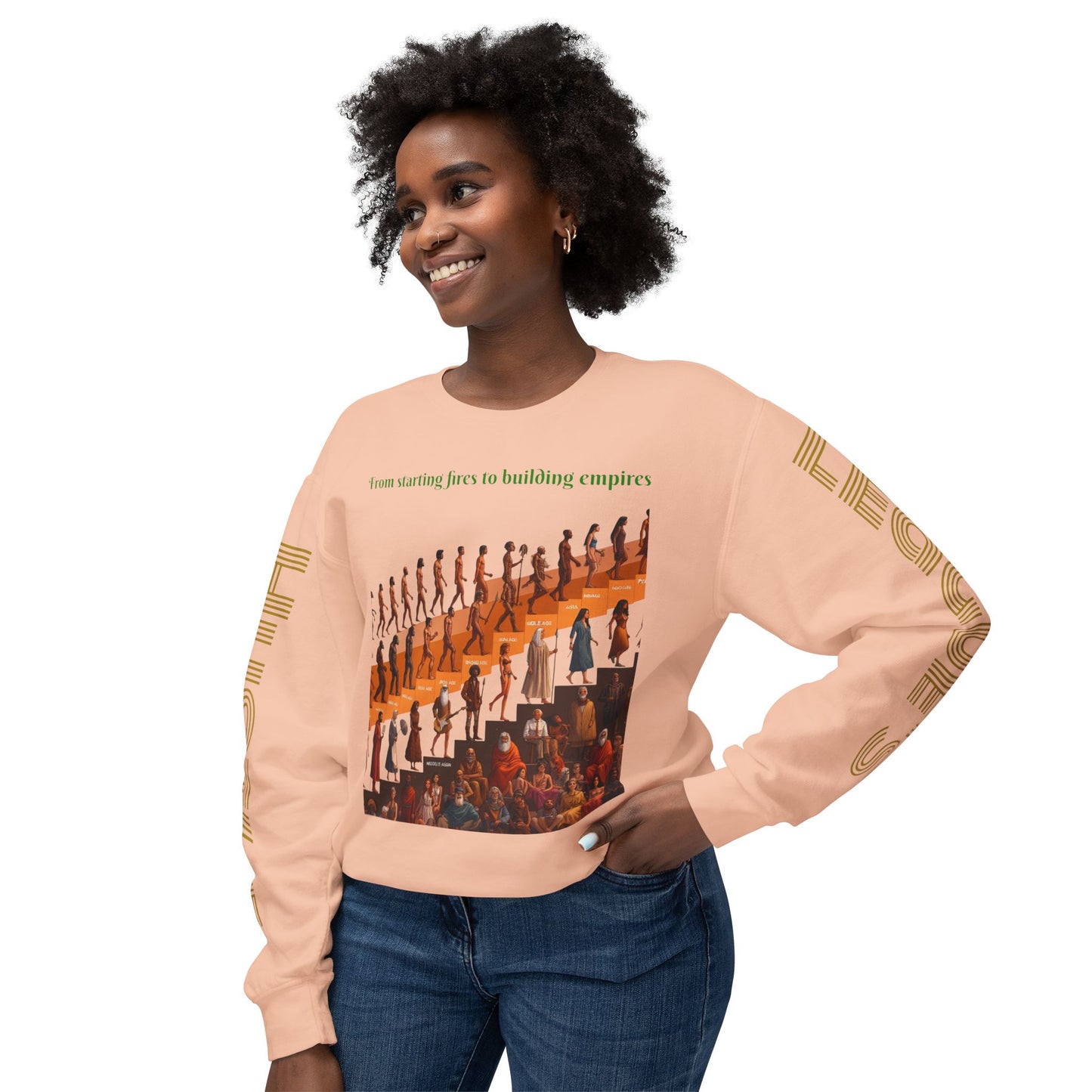 Sudadera unisex ligera con cuello redondo de HLE: de iniciar incendios a construir imperios
