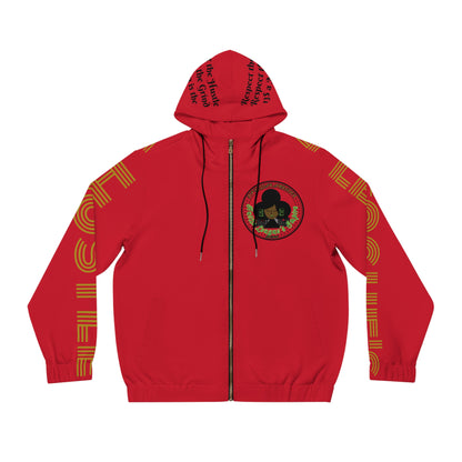 Dark Red Full-Zip Hoodie for Men