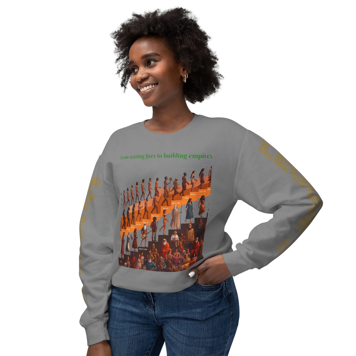 Sudadera unisex ligera con cuello redondo de HLE: de iniciar incendios a construir imperios