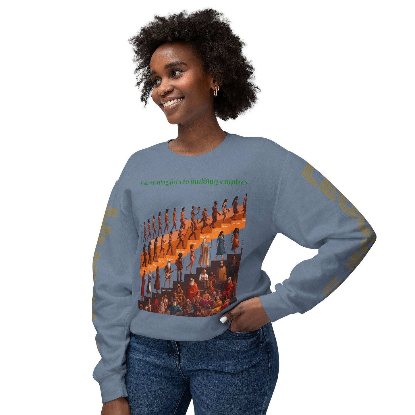 Sudadera unisex ligera con cuello redondo de HLE: de iniciar incendios a construir imperios