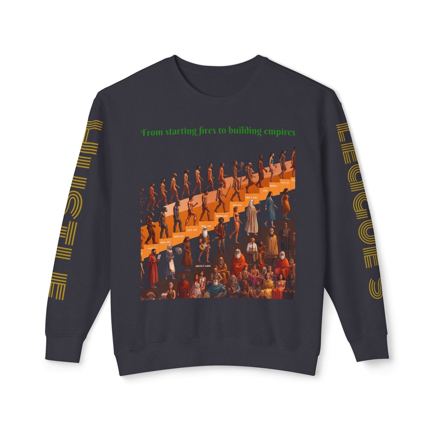 Sudadera unisex ligera con cuello redondo de HLE: de iniciar incendios a construir imperios