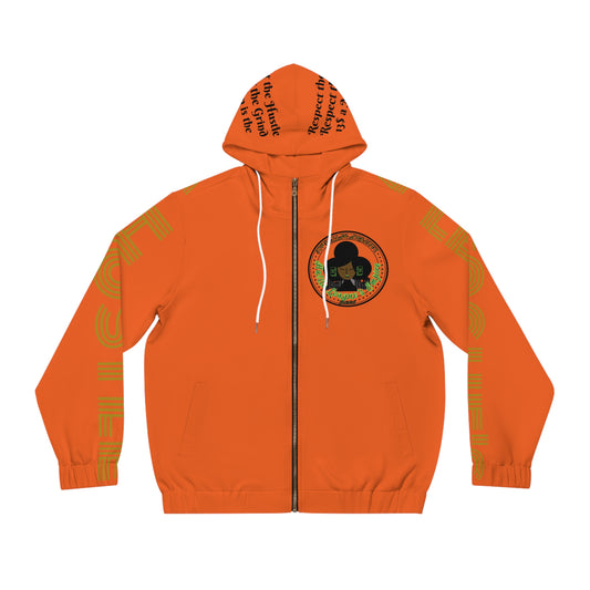 Orange Full-Zip Hoodie for Men