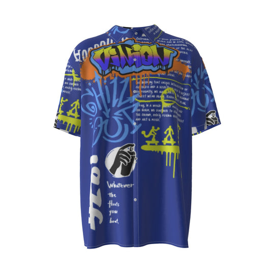 HLE Men's Imitation Silk Short-Sleeved Shirt