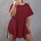 Camiseta de mujer con hombros caídos, abertura lateral y pantalones cortos (talla grande)