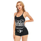 HLE Women's Backless Romper With Black Straps