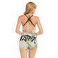 HLE Women's Backless Romper With Black Straps