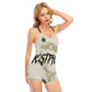 HLE Women's Backless Romper With Black Straps