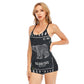 HLE Women's Backless Romper With Black Straps