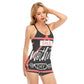 HLE Women's Backless Romper With Black Straps